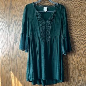 Knox Rose Emerald Tunic with Crochet Accents
